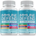 8 i 1 immunforsvar støtte, immunisme vitaminer Supplement Booster med sink 50mg, vitamin C Elderberry Vit D3 5000 IU, gurkemeie curcumin & Ginger, Echinacea - Allergi relief for barn voksne (2 pakke)