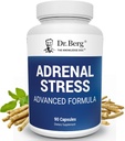 Dr. Bergs Adrenal Stress Advanced Formula - Adrenal støttetilskudd for stress, humør og energi - Adrenal Supplements - Cortisol Manager med Ashwagandha - 90 Kapsler
