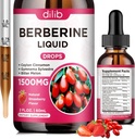 Berberine Supplement flytende dråper - Berberine HCL 1500mg med Ceylon Cinnamon, Bitter Melon, Gymnema Sylvestre for immunforsvar, Digestion System & Hjerte helse, Naturlig Jordbær Flavor, 2 Fl Oz