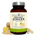 Herbal Roots Ginger Supplement | Organic Ginger Root Kapsler | 1200 mg ren Ginger pulver per servering | 60 Vegansk Kapsler