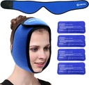 Face Ice Pack Wrap for TMJ, Visdom tenner, World-BIO Jaw Wrap med 4 Reusable Hot Cold Therapy Gel pakker for hodet, Chin, Oral og Facial Surgery, Smerte Relief for hevelse, Skade, tannimplantater