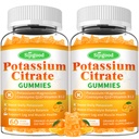2 Pakke Kalium Citrate Gummies - høy potens Kalium Supplement for muskel helse, benskjæring Relief, elektrolyt Balance - Vegan, ikke-GMO, Glutenfri, Orange Flavor, 120 greve