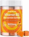 Kernatur Vitamin B3 Niacin Gummies - Flush Free Niacinamid 500mg Supplement - Vegansk, Ikke-GMO, Lav-Kalorie, Glutenfri, Soya-Fee, 3rd Party Lab Testet - 1 måneds Supply, 90 Chewable Gummies