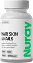 Nuray hår, hud og negler vitaminer – Biotin, kollagen og hyaluronsyre – Avansert hårvekst Supplement – fremmer skjønnhet, hudstråling, & neglestyrke – med vitamin B-kompleks – 60 kapsler