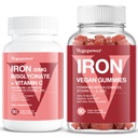 Vegan jern gummi + jern bisglykinat 30MG | Vegan jern kosttilskudd støtte for blod sunn og daglig energi for voksne og barn - 180 greve