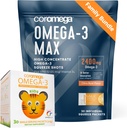 Coromega Family Bundle - Omega-3 Fiskeolje for voksne og barn (60 Squeeze Packets) 2400mg/650mg Omega-3 + Vitamin D, 3X Mer Absorpsjon enn piller, Ingen Fiskig Aftertaste, Citrus Burst & Tropisk Orange