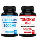 L Citrulline 3000mg Supplement (240 Count) L Arginine & Nitric Oxide piller - Tongkat Ali For menn 1200mg 200 til 1 Ekstrakt - (120 Count) Støtte Styrke,Drive & Atletisk ytelse - Vegan & USA laget