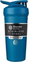 BlenderBottle Strada Shaker Cup Isolert rustfritt stål vannflaske med Wire Whisk, 24-Ounce, Blå