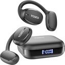 TOZO OpenEgo Open Ear Earbuds Bluetooth-hodetelefoner, 80Hrs Spilletid Trådløse ørepropper med øredobber, digital skjerm, 32 EQ-moduser, Clear Call, Komfortabel Wear, Sweat-Proof for kjører trening svart