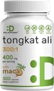 DEAL Forsyning Tongkat Ali Extract 300:1 400mg & Maca Root 400mg | 300 Capsules, Ultra Styrke Longjack (Eurycoma Longifolia) + Peru Maca – Non-GMO, Herbal Supplement for menn helse, ytelse