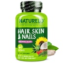 NATURELO Hår, hud og negler Multivitamin - 5000 mcg Biotin, kollagen, naturlig vitamin E - Supplement for sunn hud, hårvekst for kvinner og menn 60 kapsler