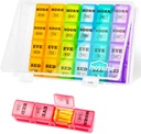 XL Large Weekly Pill Organizer 4 ganger om dagen, 7-dagers piller PM, store sammenligninger piller tilfelle, månedlig medisinering organisator 28 dager dispenser for fiskeoljer, vitaminholder supplement