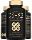 Vitamin D3 K2 Kapsler - vitamin D3 5000 IU og vitamin K MK7 100mcg - 60 Kapsler - USA laget vegetarisk vitamin D Supplement - høy styrke VIT D for bein, muskler, tenner, immunsystem
