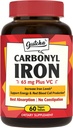 Iron Supplement, 65 mg Carbonyl Iron Plus Vitamin C, energi og blod støtte for kvinner og menn, bedre absorpsjon, Gentle på magen, ingen tristhet, ingen slimming, vegansk, ikke-GMO, 60 Ct