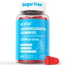 Sukkerfri Ashwagandha Gummies - med magnesiumglycinat, Rhodiola Rosea, sink, sitron Balm, B6 - Relaxation Support, Naturlig Zzz, Stamina, Energi for menn kvinner - 60 greve