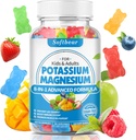 mykbear Kalium Gummies for voksne, høy absorpsjon Kalium Magnesium Supplement med vitamin B6 CoQ10 for bensekk og muskel helse sukker-fri vegan blandet frukt flavor 60 Gummies
