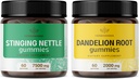 HERBAMAMA Stinging Nettle og Dandelion Kit - Bundle av 7500 mg Stinging Nettle Root & 2000 mg Dandelion Root Gummies - Vegan, ikke-GMO, Gelatin-Free - 2 pakke