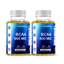 Vitamatic BCAA Gummies - Branch Chain Amino Acid Kosttilskudd - Peach Flavor - 600 mg per servering - 60 Vegansk Pectin Basert Gummies (2 flasker)