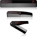 Bossman Acetate Beard, Mustache, & Hair Comb sett med 3 - Combs for menn med minimalistisk magnetisk boks (7,5-tommers, 5-tommers, 3,5-tommers) - Funksjoner avrundet tenner, dobbeltsidige tenner og sammenleggbar design