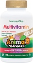 NaturesPlus Animal Parade Gull Barnas Multivitamin - Assortert Cherry, Orange & Grape Flavors - 120 Animal-Shapede Chewable Tabletter, Pakke med 4 - Vegansk, Glutenfri - 240 Total Services
