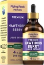 Piping Rock Hawthorn Berry ekstrakt flytende | 4 fl oz | Herb Tinkture Drops | Premium Vegetarisk Supplement | Ikke GMO, Glutenfri