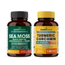 Sandhu Herbals Seamoss & Turmeric Curcumin med Bioperine Capsules | støtter immun, Digestive, Kognitiv, Hud og hår helse