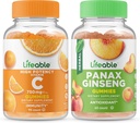 Livbar vitamin C 750mg + Panax Ginseng, Gummies Bundle - Great Tasting, Vitamin Supplement, Glutenfri, GMO Gratis, Chewable Gummy