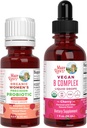 MaryRuth Organics Precision Probiotic for kvinner (Raspberry) & B Complex Drops (Cherry) | USDA Organic, Clean Label Project Verifisert® | Vitaminer for Gut helse og immunitet | Vegan, ikke-GMO, Glutenfri
