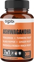 7 i 1 Ashwagandha 8050mg - Kombinert med Fenugreek, Maca, Turmeric, Rhodiola, Ginger og svart pepper - Mood, styrke, ånd og energi støtte Supplement - 360 kapsler - 12 måneders forsyning