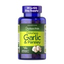 Puritan Pride Preimum Odorless hvitløk 5 mg (500 mg ekvivalent) & Parsley, Tradisjonelt kosttilskudd for hjertehelse, sirkulasjon og blodflyt støtte, 250 Rapid Release Softgels
