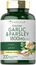 Carlyle Odorless hvitløk og persille 1800 mg | 200 Softgels | Ikke-GMO, Glutenfri Supplement