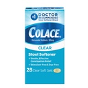 Colace Clear Stool Softener Myk Gel Capsules Acceleration Relief 50 mg Dokusat Natrium lege anbefalt 28ct