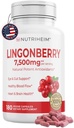 Lingonberry pulver 7500mg for urinveistrakt, blodsirkulasjon, Gut helse, øyehelse, antioksidant støtte - ren 5:1 forhold og 180 Veggie kapsler - ikke-GMO, Glutenfri, Vegan-vennlig Supplement
