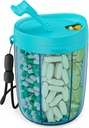 PULIV Large Pill Flaske Organizer, Supplement Organizer for Holding 6 forskjellige vitaminer, Pill Box tilfelle med anti-Mixing & Bredt åpningsdesign, lett å hente medisiner og 20 stk Stick-on etiketter, Blå