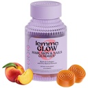 Lemme Glow Collagen Gummies for tykk hår, sterke negler og sunn hud med multi-kollagen Peptider, Biotin, Trace Minerals, Sink, Vitaminer A, C & E, Dairy & Glutenfri, Peach Flavor, 60 ct.