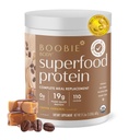 Boobie Body Superfood Protein Graviditet og postpartum måltid utskiftningsshake, kaffe karamell flavor | 19g Protein | trygt for laktasjon og moderskap | organisk, vegansk, null sukker, 1 tub (20 serveringer)