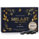 Ren Shilajit Resin Tørr Drops - høy styrke, Grad A, 100% ren med Fulvic Acid & 85+ Spor Mineraler for bedre energimetabolisme og immunstøtte | 60 enkle å ta tabletter for menn og kvinner