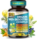VEGATOT NAD+ Boosting Complex - NAD Kosttilskudd for kvinner og menn 15-i-1 Formula med Resveratrol Turmeric Quercetin Rosemary Bilbær Sage Grønn Te