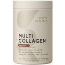 Sportsforskning Multi collagen Protein pulver (type I, II, III, V, X) med hyaluronsyre + Vitamin C ® 5 typer matbasert kollagen, 30 serveringer (Chokolat)
