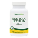 NaturesPlus Egg Yolk Lecithin - 600 mg, 180 kapsler - Soya gratis, Glutenfri - 90 Services