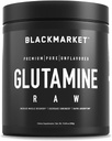 BLACKMARKET RAW Glutamine - Trening pulver drikk blanding for menn og kvinner, Forbedre gjenoppretting og redusere muskelsorg, Øk hukommelse, fokus, konsentrasjon, 300 gram