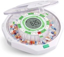 Live Fine 28-dagers automatisk pilledispenser Frosted Lid med oppgradert LCD-skjerm og nøkkellås, lyd og lys for resepter, medisinering, vitaminer, kosttilskudd og mer