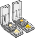 JohnBee 2PCS Pille Cutter for små eller store piller - den beste flere piller Splitter noensinne - Design i USA - Doubles som en tablett boks - ikke egnet for små piller (Gray)