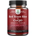 Rød Yeast Rice med CoQ10 Supplement - Avansert sunn hjerte & sunn kolesterol nivåer formel for menn og kvinner - Ekstra styrke kapsel med rød yeast Rice 1200 mg kapsler med CoQ10-60 count