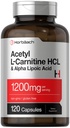 Horbäach Acetyl L karnitin HCL & Alpha Lipoic Acid 1200 mg | 120 kapsler | ALC ALC Ala Complex | Ikke-GMO & Glutenfri Supplement