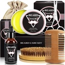 ABUDICS Gaver til menn, Beard Kit, Beard Grooming Kit m/Beard Oil Beard Balm Beard Brush Beard Comb Beard Scissors, Gaver til far ektemannen hans kjæreste