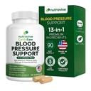 Nødvendig blodtrykksstøtte Supplement Naturlig hjerte og sirkulasjonsstøtte med hawthorn, hvitløk, Olive Leaf, Hibiscus & B12 – USA laget, GMP Facility - 90 kapsler