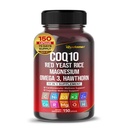 Koenzym Q10 (Ubiquinon) rød yeast ris hawthorn Omega 3 vitamin C niacin sink vitamin K2-150 kapsler