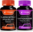 WELLNESS LABSRX Quercetin med Bromelain | Nattokinase Supplement kapsler - 5000 FU - Enzymer fra ren japansk Natto ekstrakt