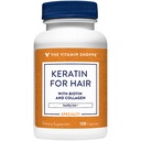 Vitaminbutikken Keratin for hår med biotin og kollagen, støtter sterk, sunn hår, hår luster (120 kapsler)